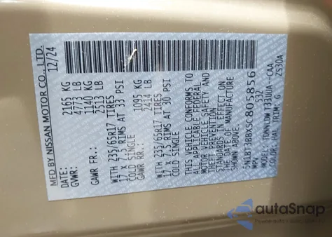 2025 Nissan Rogue Rock Creek z USA, uszkodzony, nr VIN 5N1BT3BBXSC805856